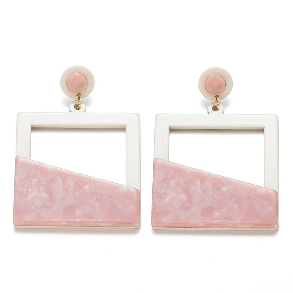 

3UMeter Minimalist Jewelry Fashion Square Geometric Resin Resina Earrings For Women Bohemian Round Acrylic Earring Girls Gifts