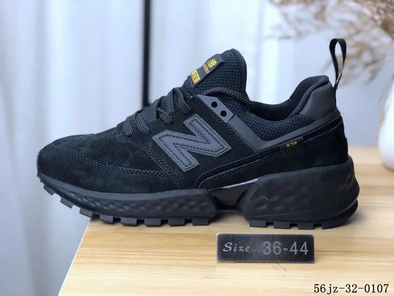 Черный New Balance NB574 три модели, мужские и женские кроссовки, Ретро стиль, повседневная обувь, спортивная обувь для отдыха и бега, 36-44 - Цвет: Черный