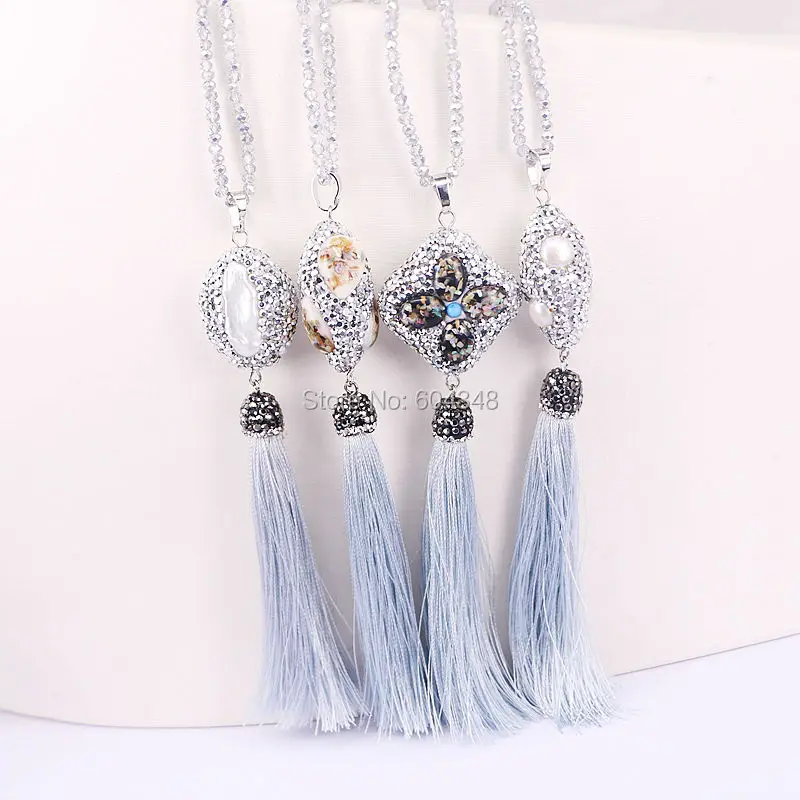 5 прядей со стразами камень жемчужные бусины с кисточкой ожерелье s Кристалл