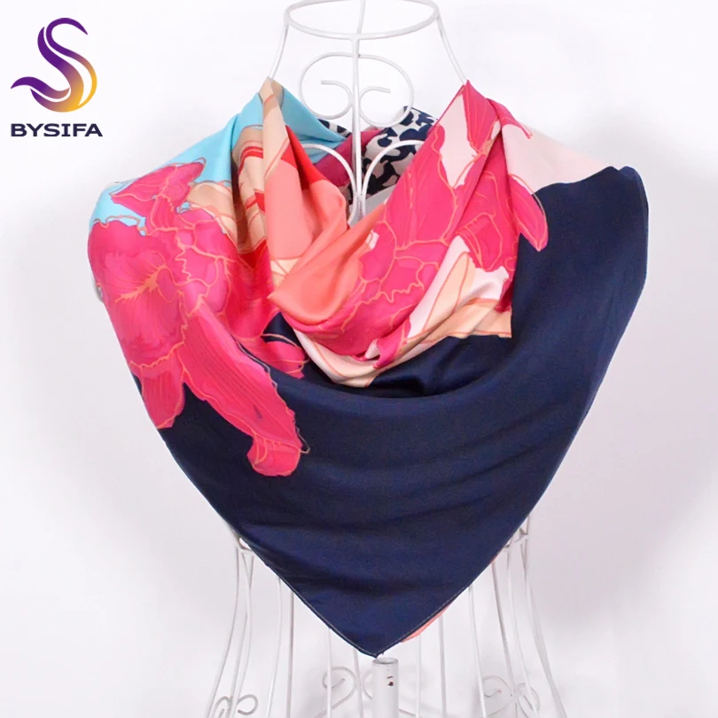 [BYSIFA] розовый шелковый шарф шаль мусульманские женские головные шарфы для весны и