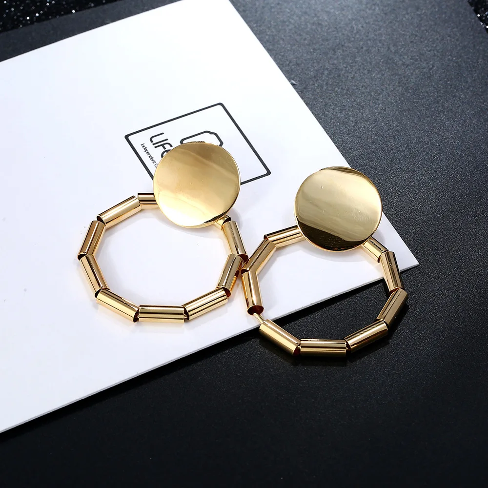 Kristi Tina Fashion Jewelry Female Exaggerated Metal Geometry Earrings Vintage Zinc Alloy Charm | Украшения и аксессуары