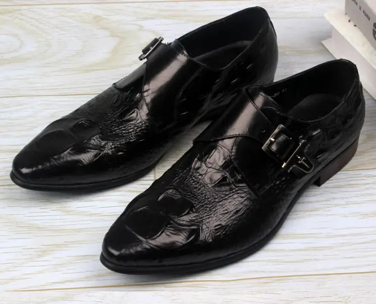 Модельные туфли мужские слипоны с пряжкой на ремешке повседневная обувь из