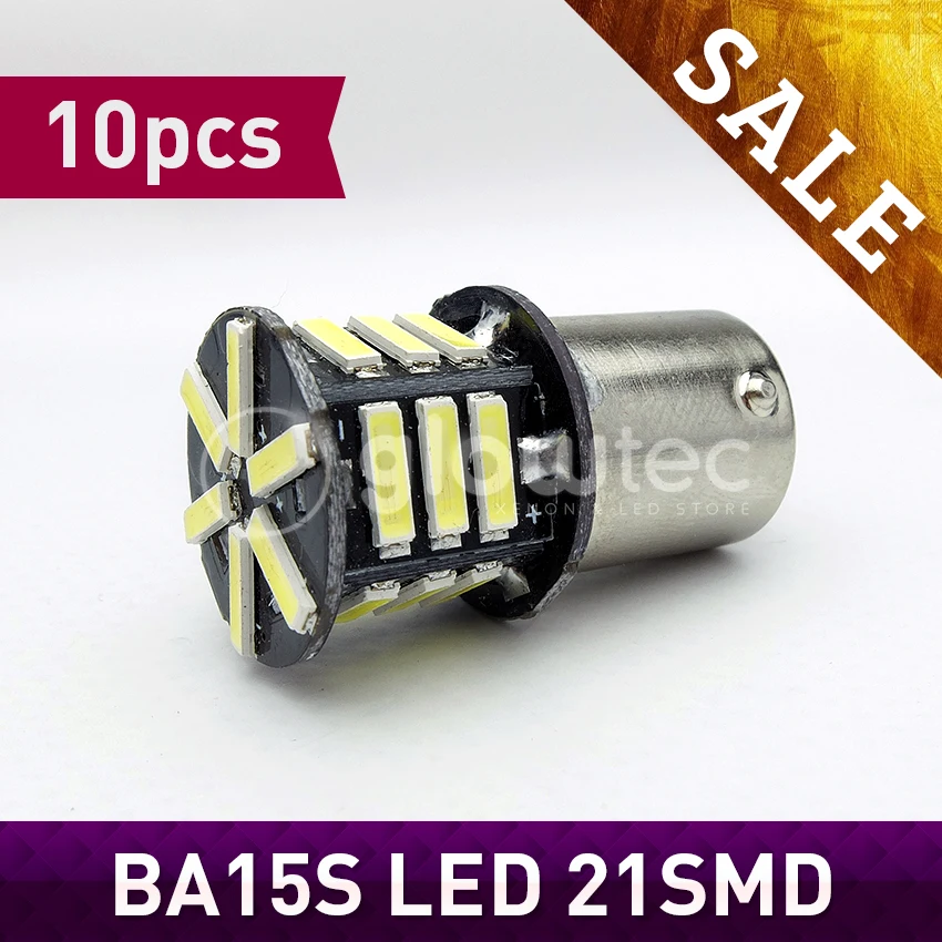 10 шт. ba15s 1156 21smd 7020 Автомобильные светодиодные лампы p21w яркие автомобильные белые/красные лампочки GLOWTEC