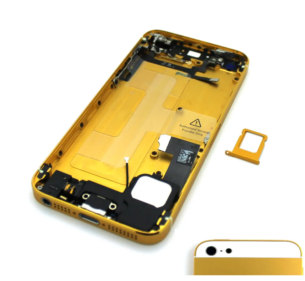 Для iPhone 5 золотых / белый стекло сплав металлов задняя крышка корпуса в сборе