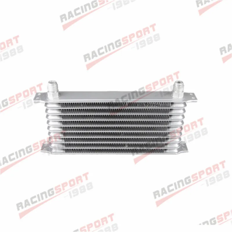 

Universal 10 Row 10AN AN-10 Engine Transmission Oil Cooler Trust Style Silver