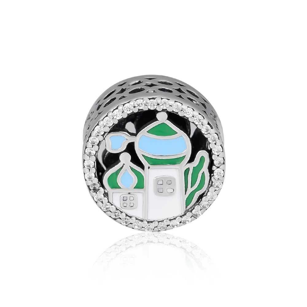 Подходит для браслетов Pandora с подвесками бусины в виде российского замка