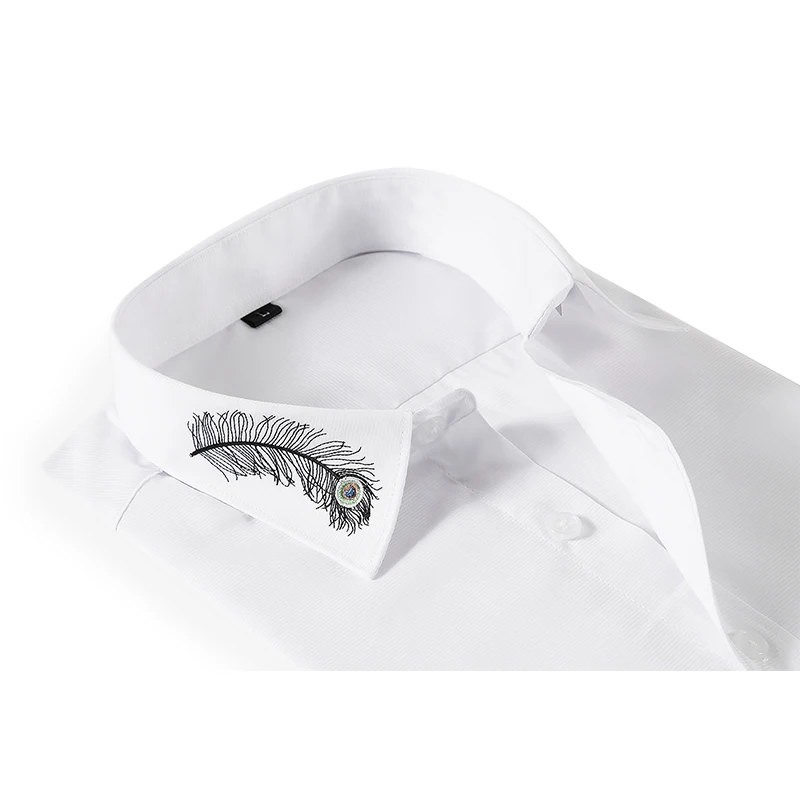 Однотонная рубашка мужская хлопковая с длинным рукавом модная деловая - Фото №1
