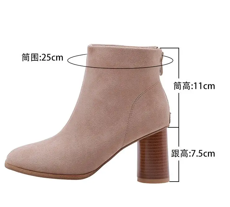 Женские ботильоны из флока обувь с круглым носком женские ботинки на молнии