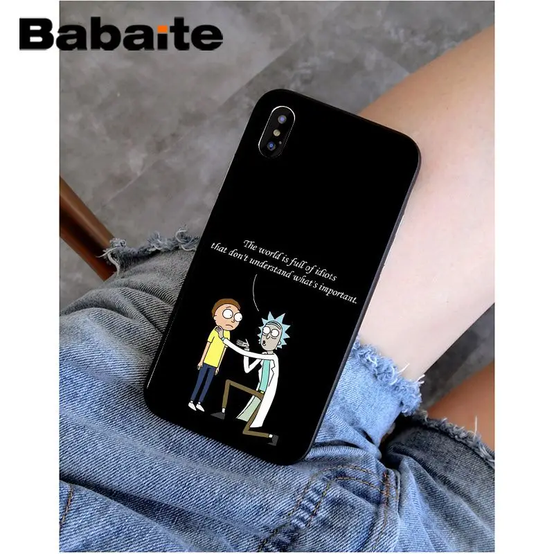 Babaite Рик и Морти смешной мультфильм печати DIY высокий-протектор на конце чехол для iPhone 8 7 6 6S Plus 5 5S SE XR X XS MAX Coque Shell