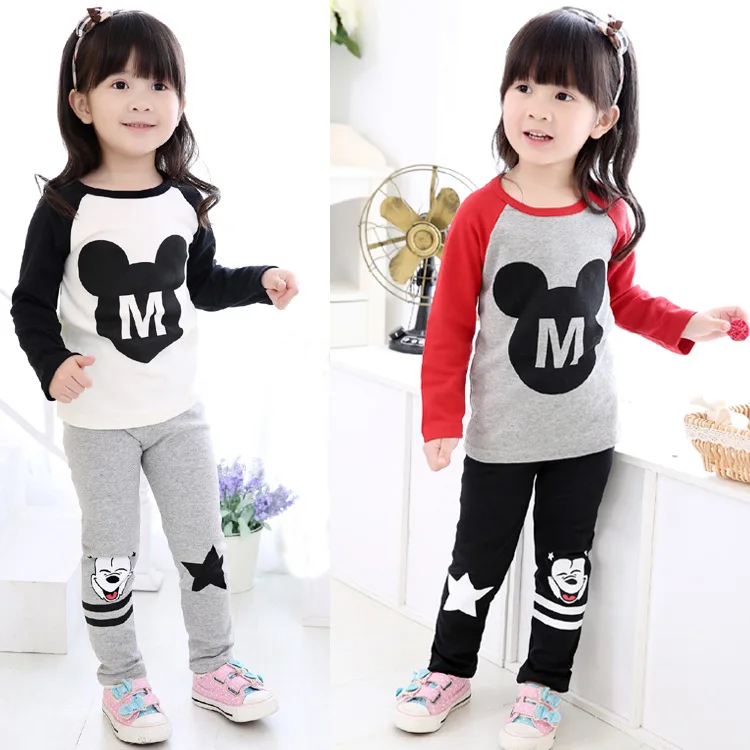 Комплекты одежды для маленьких девочек Осенняя детская одежда с мультяшным