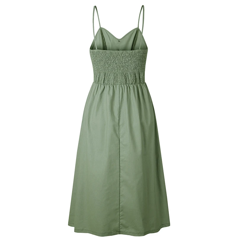 Однотонное платье на пуговицах летнее женское белое пляжное сарафан с v образным