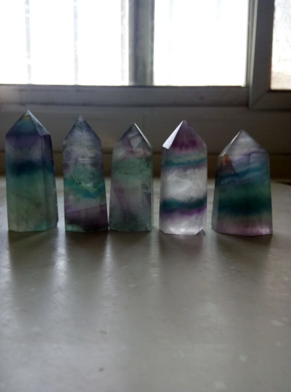 

5pcs Natural Beautiful fluorite crystal Point healing 386.3g