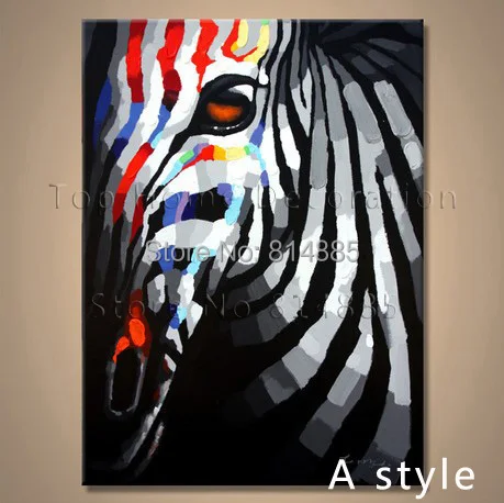 Модный Рисунок Зебра на холсте черно-белая ручная роспись абстрактная картина