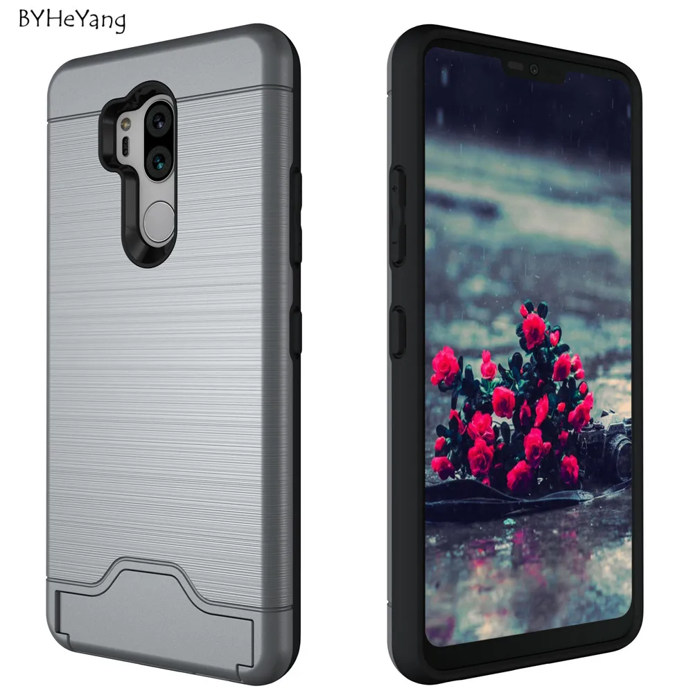 BYHeYang For LG G7 Case for ThinQ Cover Shockproof TPU + PC Brushed Dual Layer Armor Card Slot G710 |