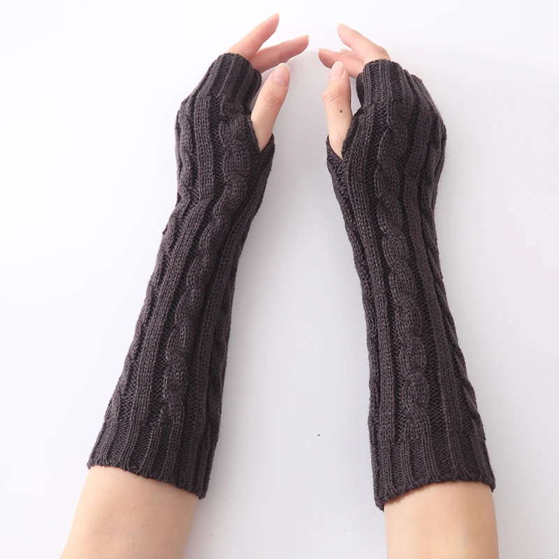 

Fashion Snake Shape Women's Arm Warmers Winter Knit Long Sleeves Gloves For Woman Girls Fingerless Glove