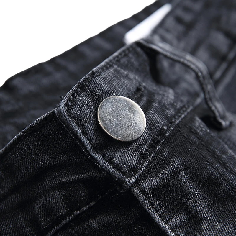 HMILY New Jean Fashion Hole Jeans Men Long Trousers Embroidered Cotton Classic Straight For Male Plus Size | Мужская одежда