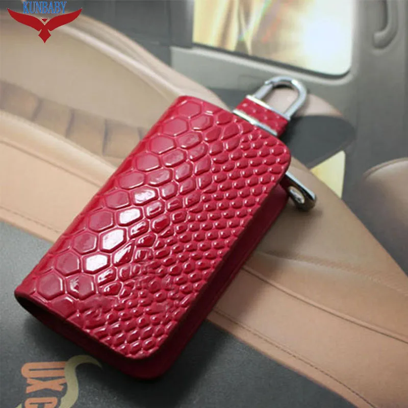 Чехол для ключей автомобиля из настоящей змеиной кожи с карманом на молнии для Jeep VW BMW Ford и т.д.