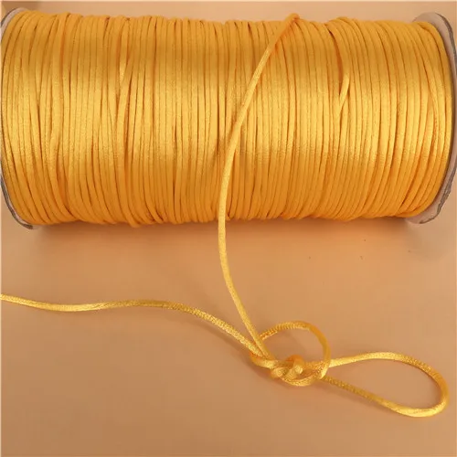 R523 Gold 2 мм X 20 метров цвет золотой китайский узел, сатиновый шнур для плетеной веревки, ювелирное изделие, бисерная Веревка# R523 - Цвет: R523 Gold