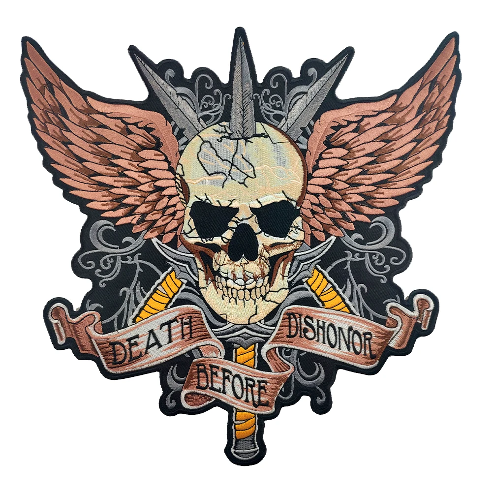 Железные нашивки для одежды Death Before Dishonor большой череп вышитые железные