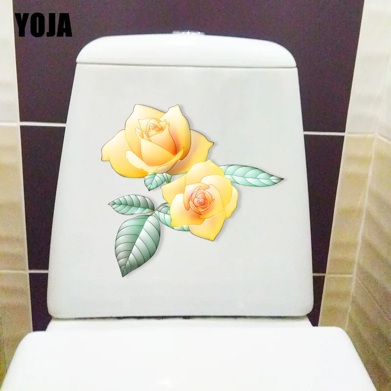 YOJA 21 2*20 см пара желтых роз домашняя Наклейка на стену наклейка сиденье унитаза