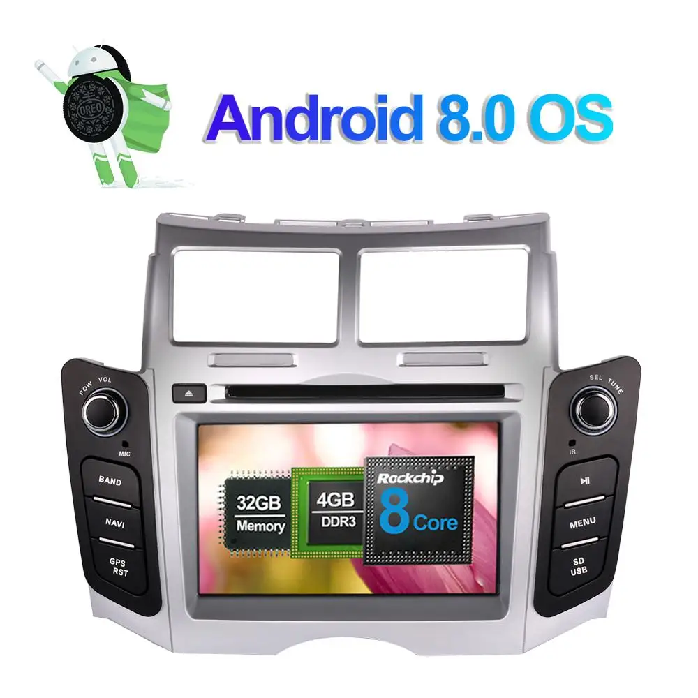 Android 7 1/8 0 Octa Core автомобильный DVD плеер с GPS навигацией для Toyota Yaris 2005 2011 головное