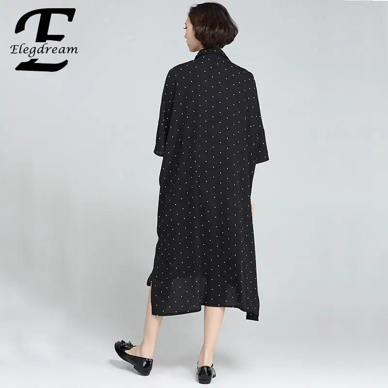 Elegdream бренд плюс Размеры Для женщин точка печати более d платье женские
