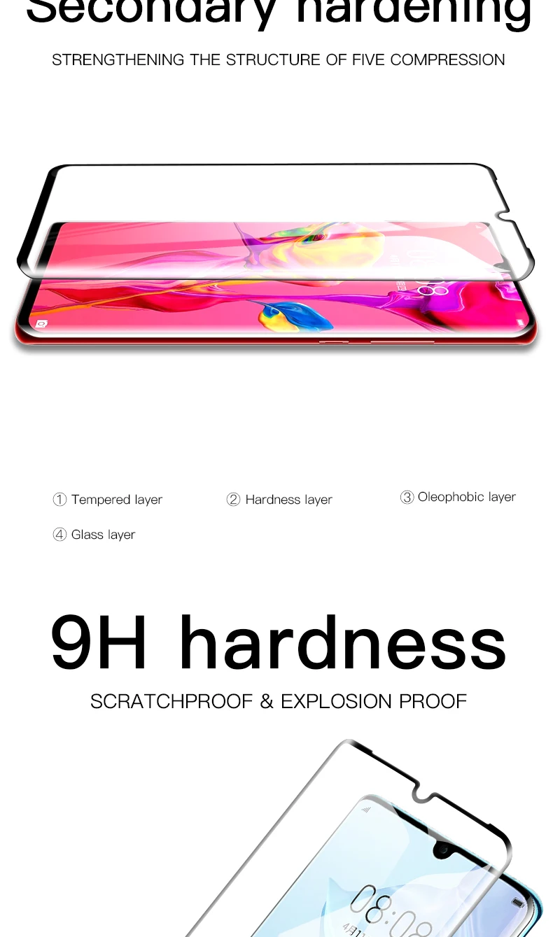 2 шт., закаленное стекло для huawei P30 Pro, стекло для объектива камеры, Защита экрана для huawei P20 Pro mate 20 Lite P10 X, полностью изогнутое стекло