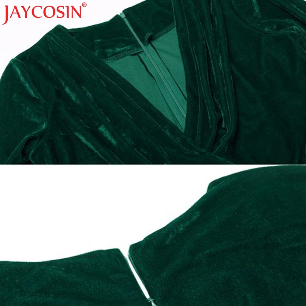Женское вельветовое платье JAYCOSIN красное/зеленое зимнее из полиэстера Прямая