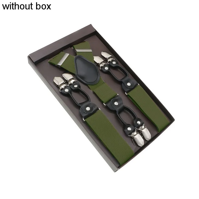 5 Black Real Leather 6 Clips Suspenders Braces Vintage Casual Suspensorio Tirante Trousers Strap Bretele Dad/Husband's Gift - Цвет: 5