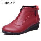 Сапоги женские, осеньзима, ботильоны женские, зимняя обувь, модные, на танкетке, женские сапоги, высококачественные, на меху, кожаные, женские