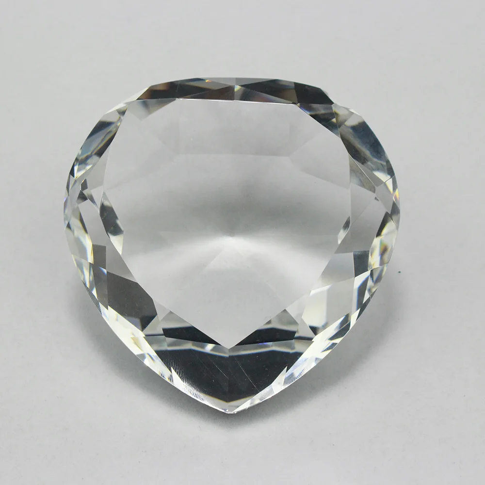 Clear Crystal Heart Paperweight Faceted Cut Glass Stone Diamond Jewelry Party Gifts for Guests | Favors