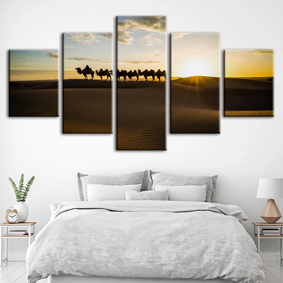 Canvas Painting Wall Artwork Pictures Desert Camel Poster Printed Home Decoration Landscape For Living Room Modular Framework | Дом и сад