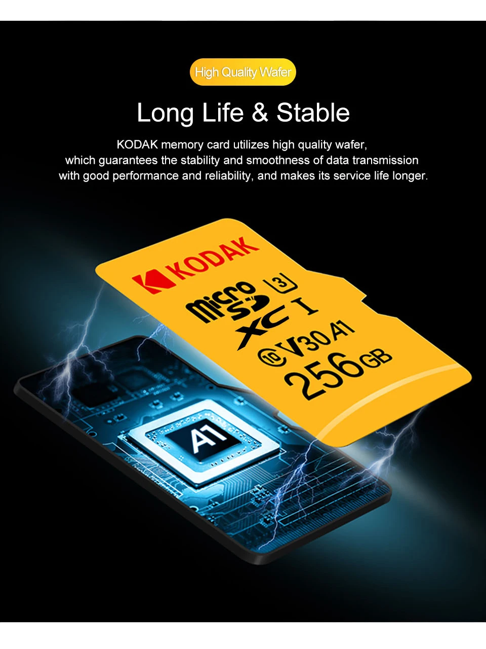 Kodak U3 V30 U1 класс 10 MicroSD XC SDHC sd карта памяти TF флэш-карта 512 ГБ 256 ГБ 128 Гб 64 ГБ 32 ГБ 16 ГБ для мобильного хранения видео