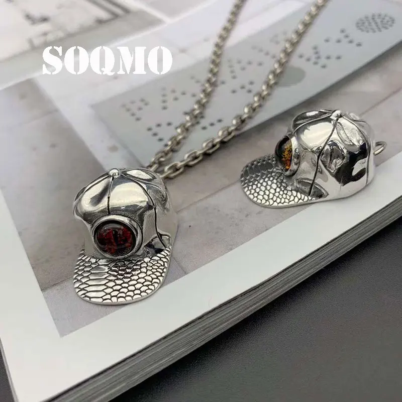 SOQMO шляпа с дьявольским глазом кулон 100% Стерлинговое Серебро 925 пробы ювелирные