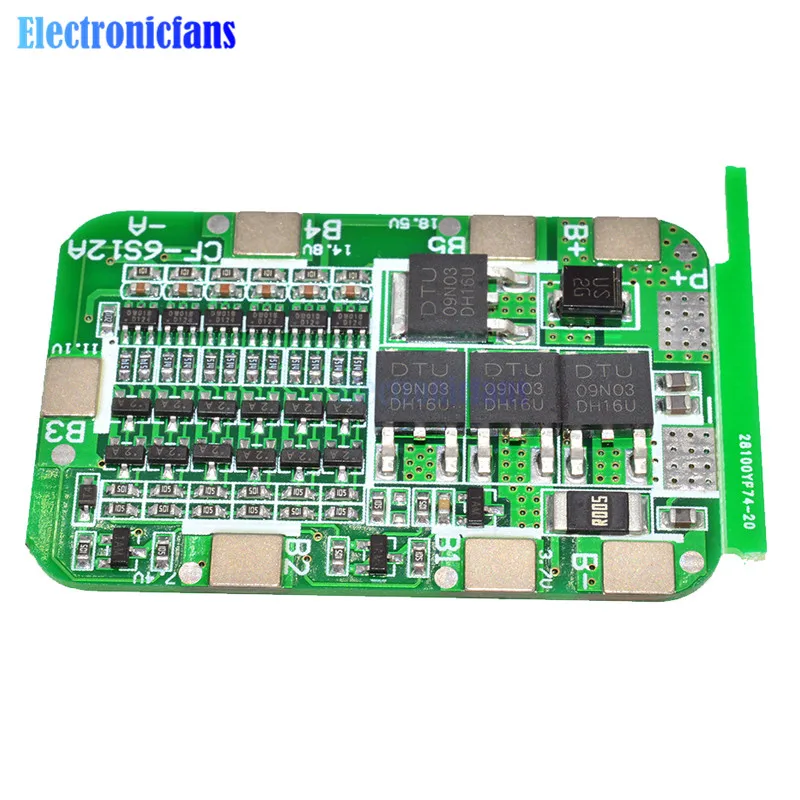 Плата защиты от перегрузки по току 6 S 15A 24 В PCB BMS для литий ионных батарей 18650
