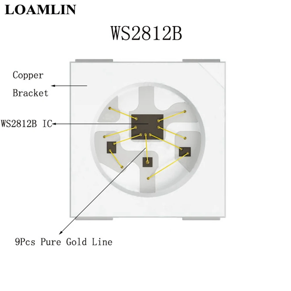 50 шт. WS2812B WS2812 полноцветный RGB пиксель светодиодный чип DC5V 10 см провод для адресного прибора индивидуально панель SMD 5050 с теплоотвод