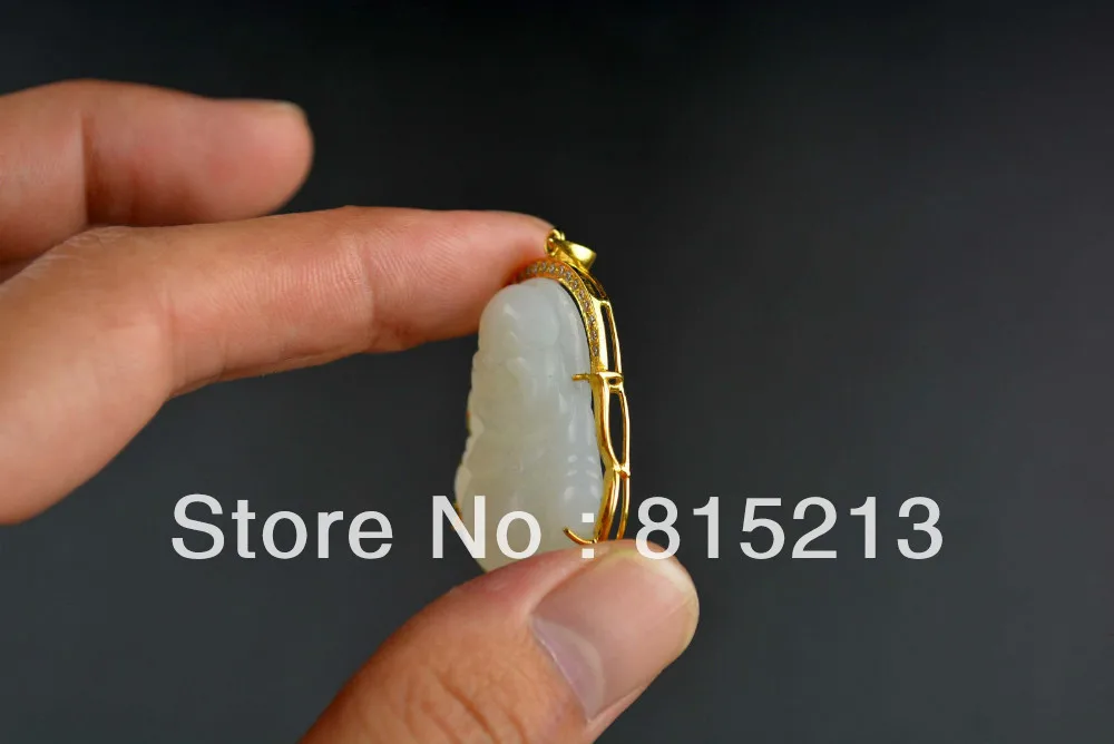 Ожерелье с подвеской N579 24 каратное золото настоящий белый нефрит|pendant set|pendant