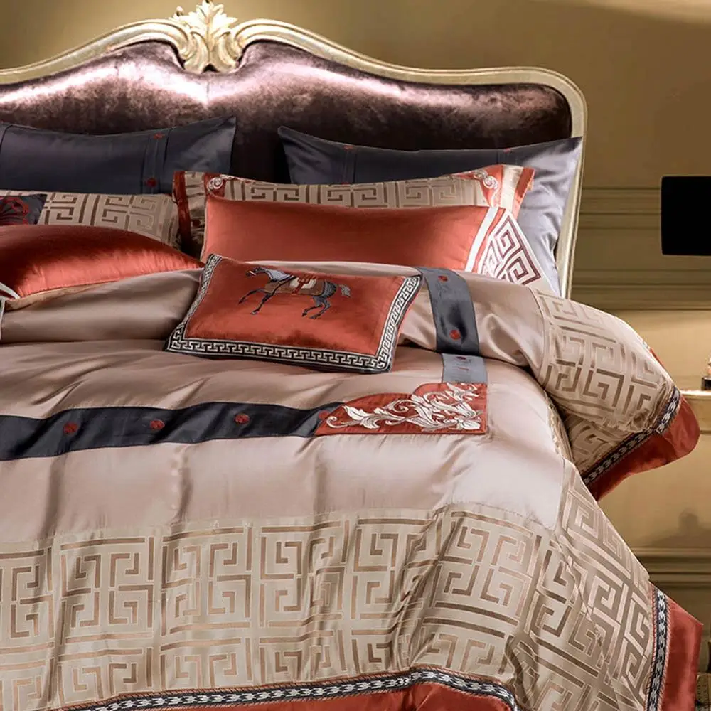 Svetanya luxury Brocade Bedding Set king queen double size Bed Linens