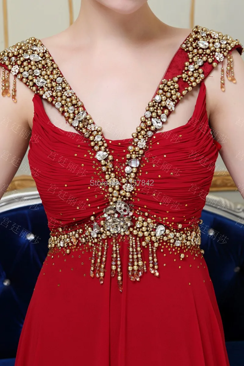 Real Sample A Line Wine Red V Neck Cap Sleeve Beads Empire Crystal 2014 Party Gowns Floor Length Formal Evening Dresses Chiffon | Свадьбы и