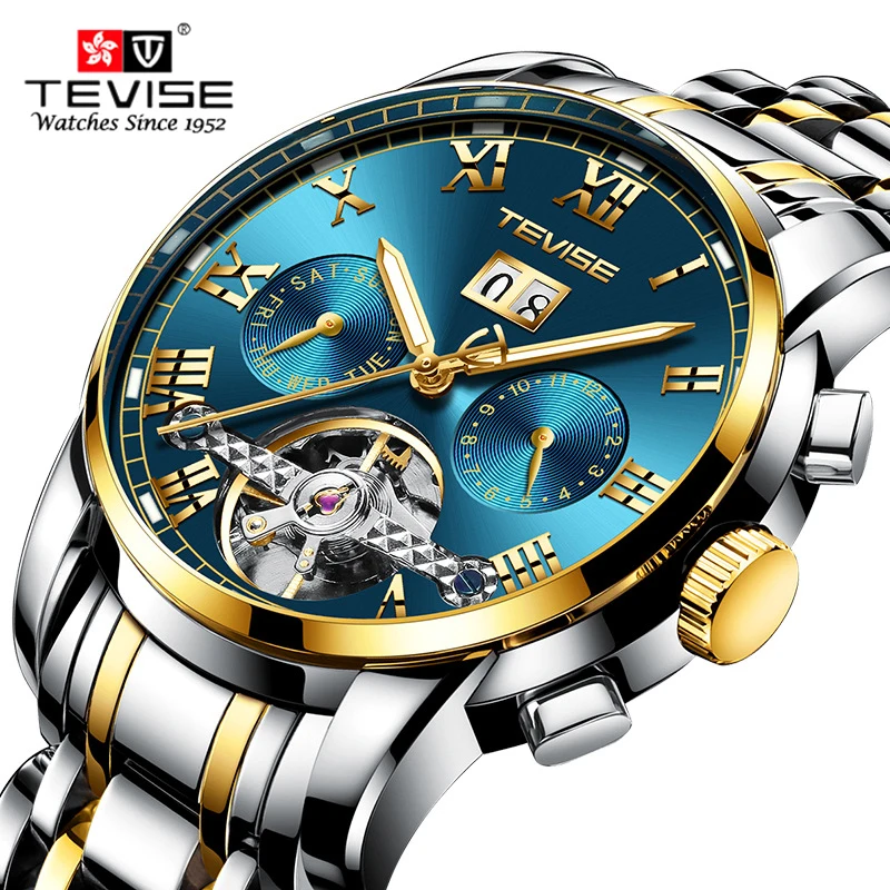 

Top Brand Luxury Tourbillon Mechanical Watch Men Sports Watches Military Army Male Wrist Watch Clock TEVISE relogio masculino