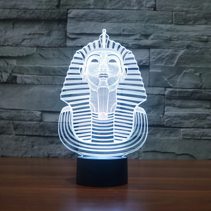 3D светодиодный Египетский Сфинкс с USB ночник Фараона 7 цветов меняющий настроение