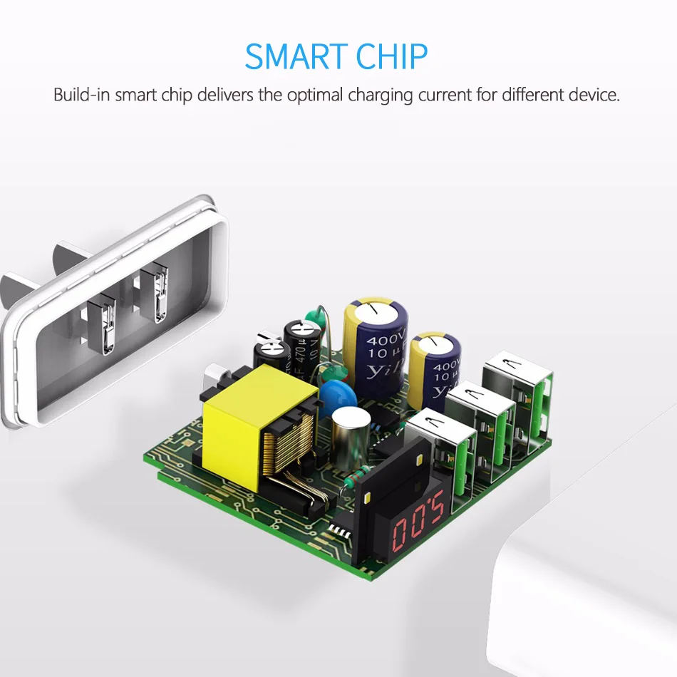 CHOETECH универсальное 3 USB зарядное устройство для мобильного телефона светодиодный