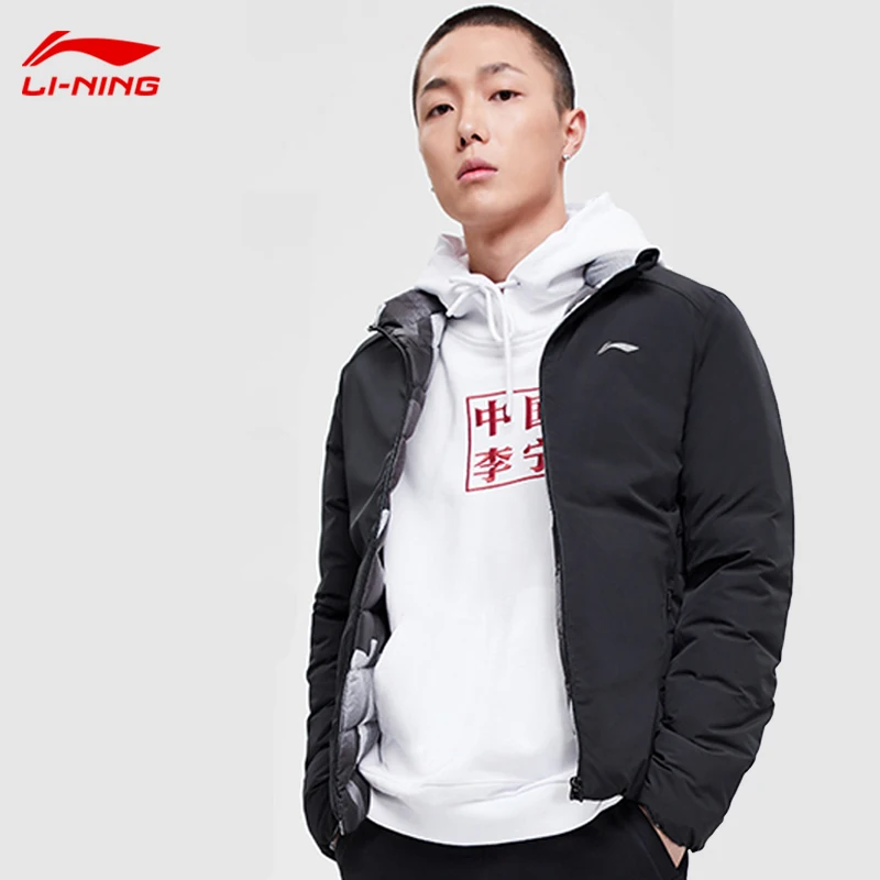 Li Ning мужской тренировочный короткий пуховик двусторонний легкий с подкладкой из