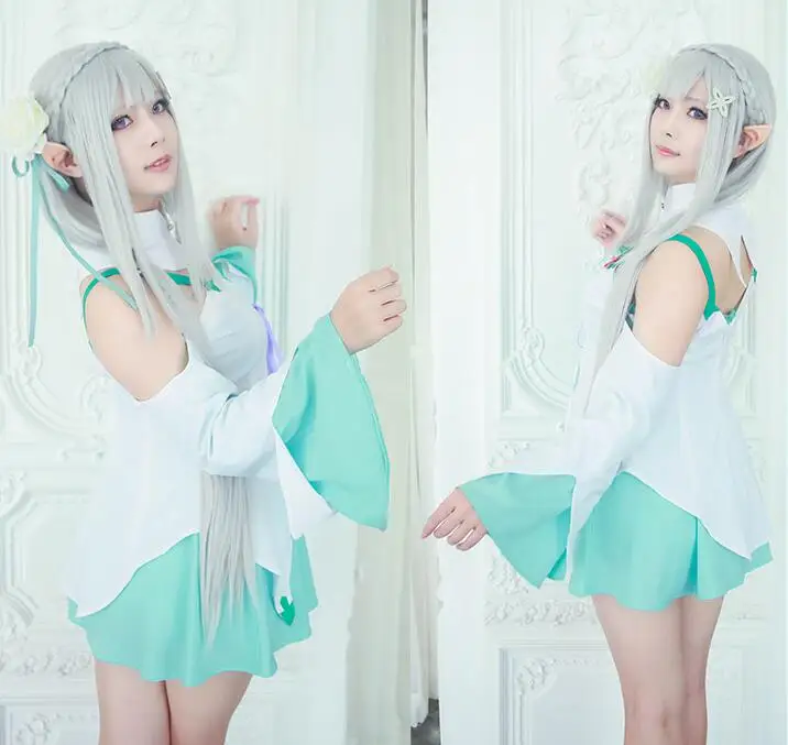 

Cosplay Re:Life in a different world from zero Emilia Japanese style green dress Cos Clothes