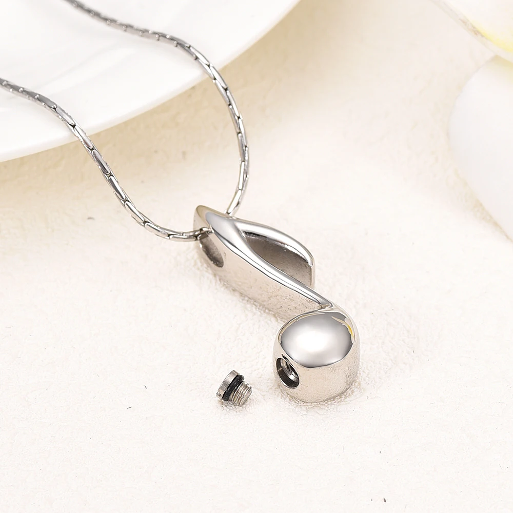 Music Note Urn Pendant Necklace Ash Memorial Keepsake Stainless Steel Cremation Jewelry Ashes For Women Mom Best Gift | Украшения и