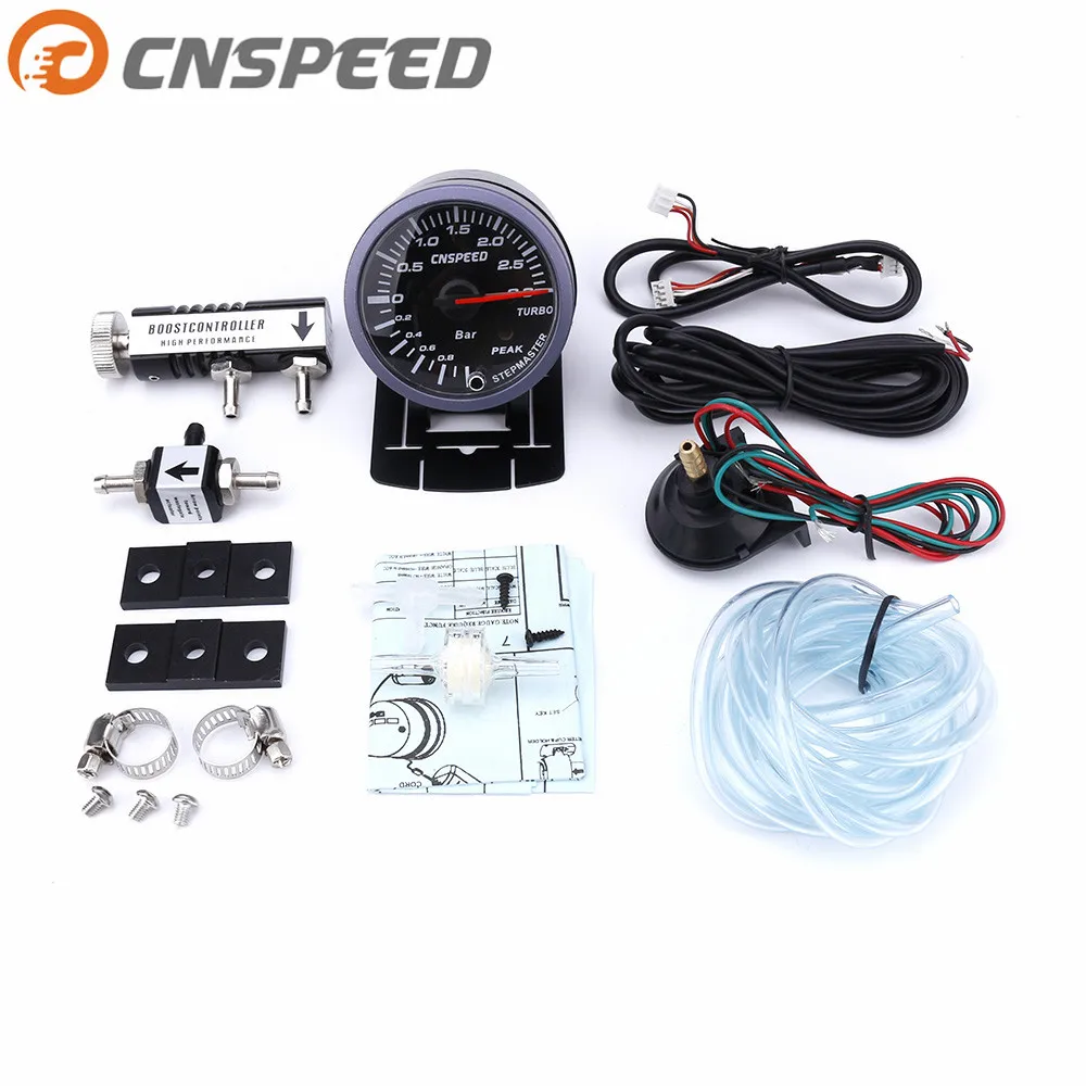 CNSPEED 60 мм Автомобильный турбо Boost Gauge 3 бар с регулируемым контроллером турбо Boost Kit 1-30PSI автомобильный измеритель в салоне - Цвет: with Black Controlle