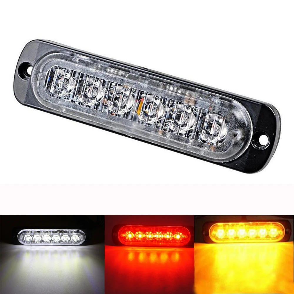 Желтыйкрасныйбелый 18 Вт 6LED DC12-24V Автомобиль Грузовик Мотоцикл аварийный Маяк Предупреждение опасности со стробоскопической вспышкой для ... (art.: 7ab9da615) - 7ab9da615