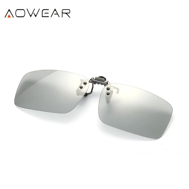 AOWEAR поляризованные фотохромные солнцезащитные очки с клипсой для мужчин, хамелеон, клипса, очки для близорукости, очки для дневного и ночного вождения, очки Oculos