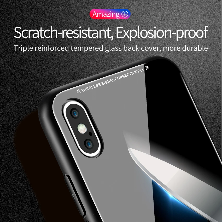 Tcicpc для iPhone 10 чехол X Case силиконовая рамка + зеркало из закаленного стекла задняя
