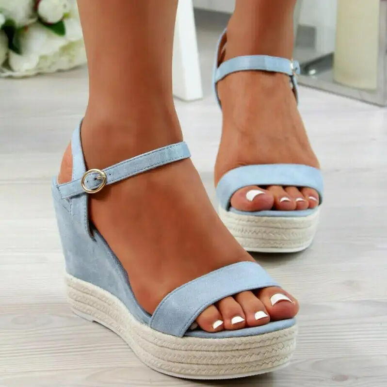 Sandalias mujer/женские летние босоножки Обувь на танкетке с открытым носком Женская